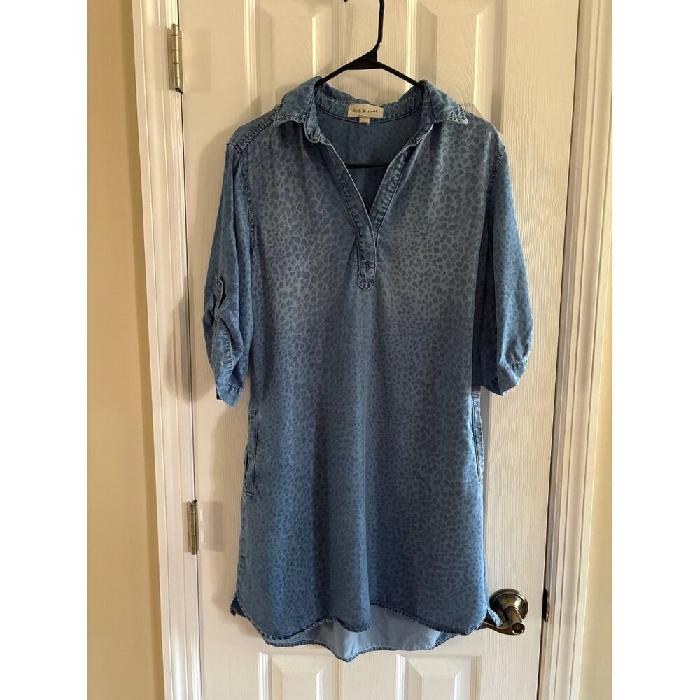 Cloth & Stone Chambray Animal Print Shirt Dress Medium